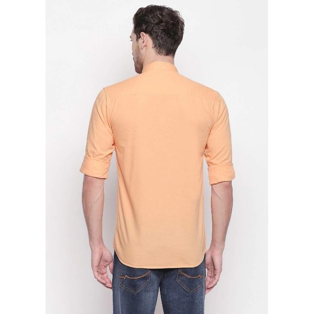 Men's Cotton Casual Shirt (Material: Cotton, (Color:Orange) - Image 4