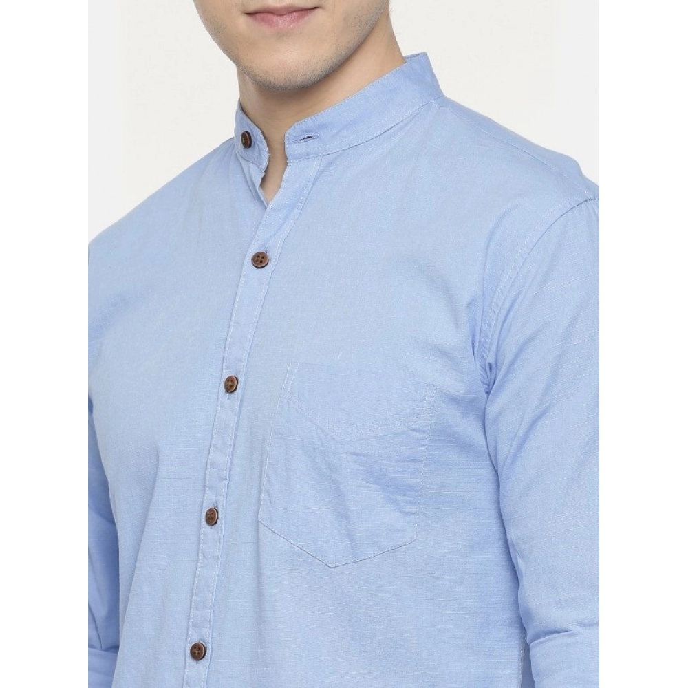 Men's Cotton Casual Shirt (Material: Cotton, (Color:Light Blue) - Image 2