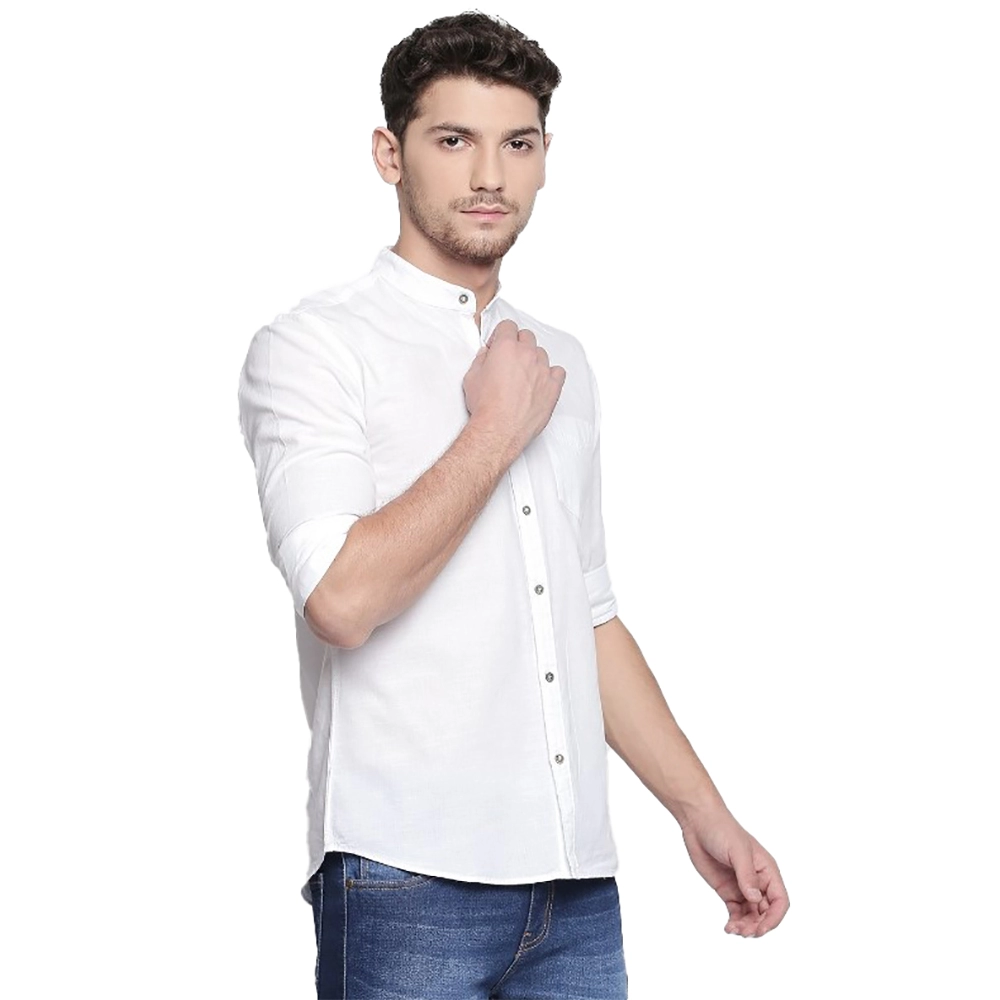 Men's Cotton Slim Fit Casual Shirt (Material: Cotton, (Color:White)