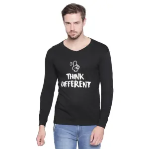 Men's Cotton Slim Fit Full Sleeve T-Shirt (Material: Cotton, (Color:Black)