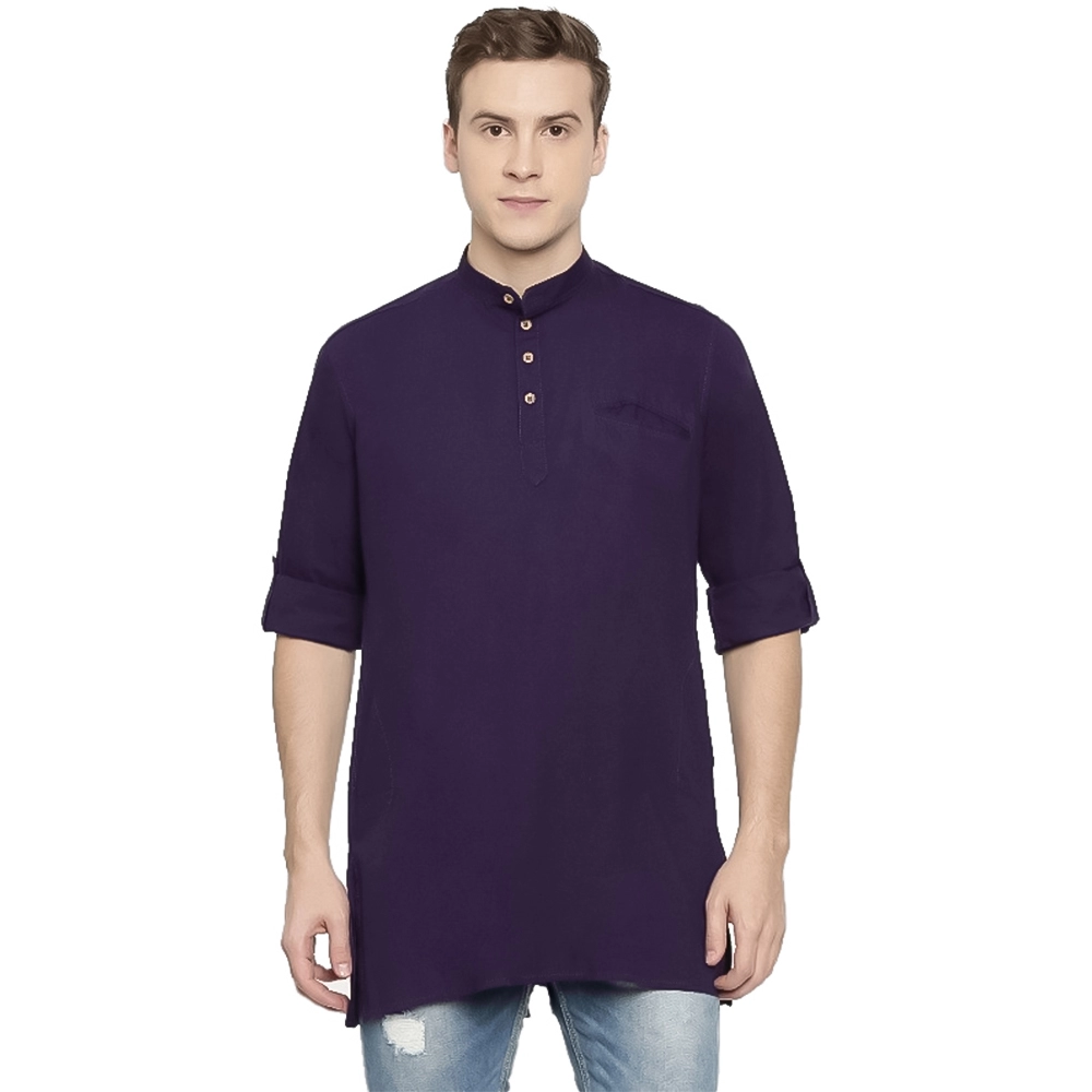 Men's Cotton Men Casual Violet Kurta Shirt (Material: Cotton, (Color:Purple)