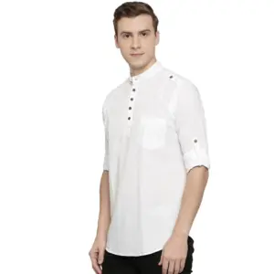 Men's Cotton Men Casual White Short Kurta Shirt (Material: Cotton, (Color:White)