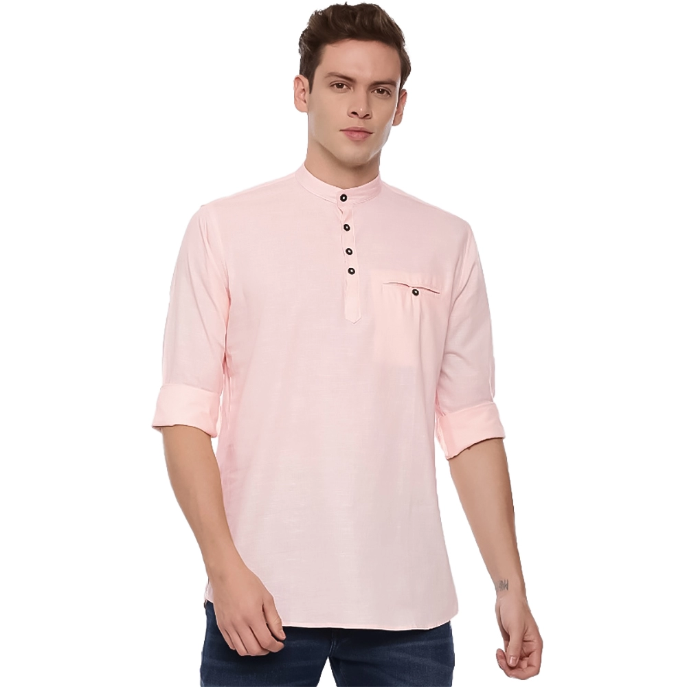 Men's Cotton Slim Fit Casual Shirt (Material: Cotton, (Color:Pink)