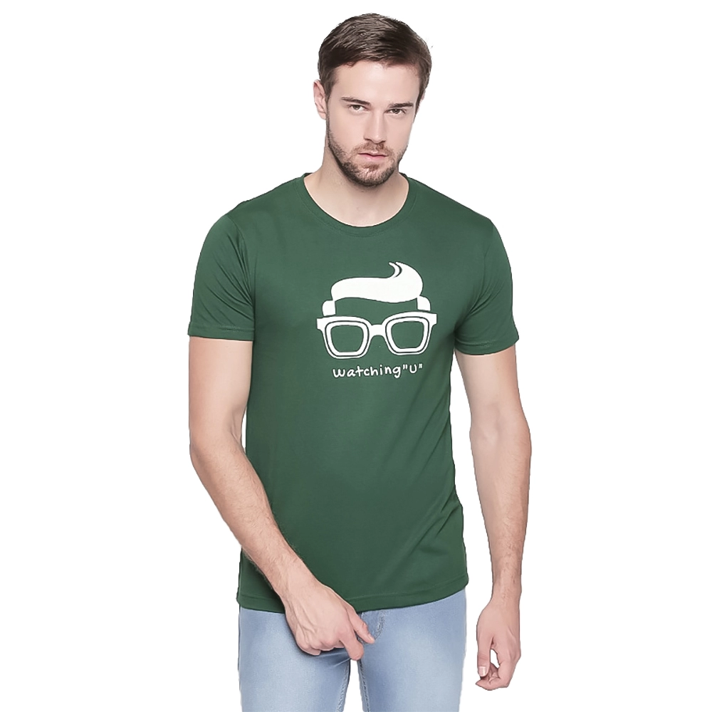 Men's Cotton Slim Fit Half Sleeve T-Shirt (Material: Cotton, (Color:Green)