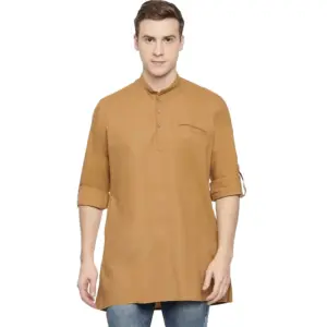 Men's Cotton Men Casual Orange Kurta Shirt (Material: Cotton, (Color:Orange)