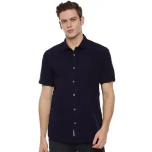 Men's Cotton Slim Fit Casual Shirt (Material: Cotton, (Color:Navy blue)