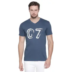 Men's Cotton Slim Fit Half Sleeve T-Shirt (Material: Cotton, (Color:Blue)