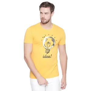 Men's Cotton Slim Fit Half Sleeve T-Shirt (Material: Cotton, (Color:Yellow)