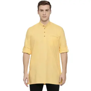Men's Cotton Men Casual Yellow Kurta Shirt (Material: Cotton, (Color:Yellow)