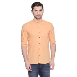 Men's Cotton Casual Shirt (Material: Cotton, (Color:Orange)
