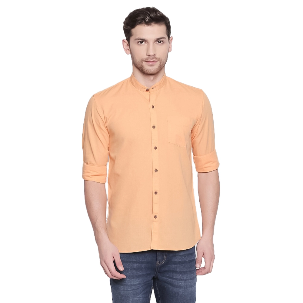 Men's Cotton Casual Shirt (Material: Cotton, (Color:Orange)