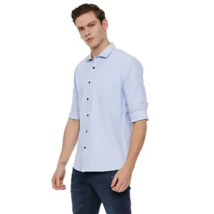 Men's Cotton Slim Fit Casual Shirt (Material: Cotton, (Color:Blue)