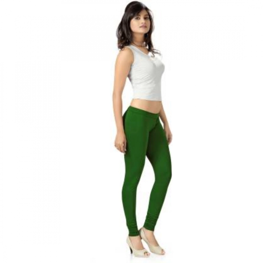 Women's Cotton Leggings (Color:Green) - Image 4