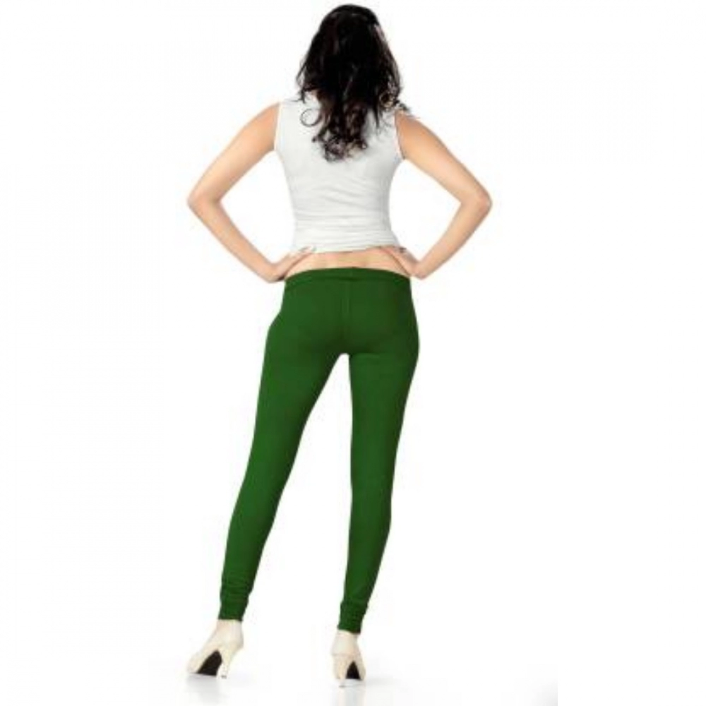Women's Cotton Leggings (Color:Green) - Image 2