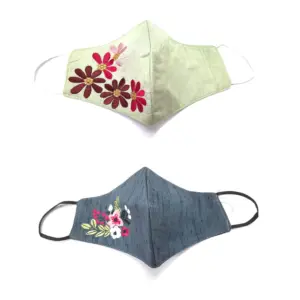 Pack of 2_Embroidery Cotton Mask (Color: Assorted)