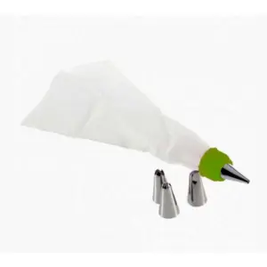 Pack Of 3_Cake Decorating Nozzle with Piping Bag Stainless Steel Piping Cream Frosting Nozzles (Color: Assorted)