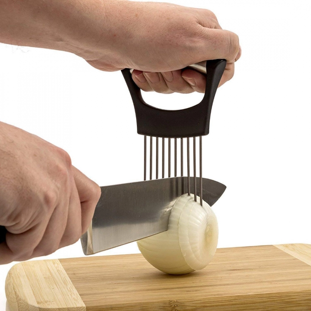 Stainless Steel Onion Cutter Onion Holder (Color:Assorted) - Image 4
