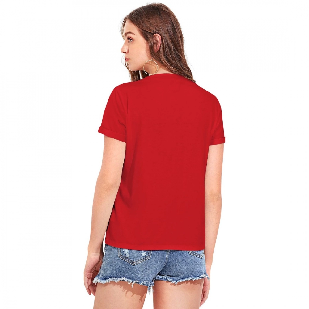 Women's Cotton Western Wear T Shirt (Red) - Image 2