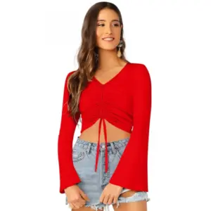 Women's 95% Polyester 5% Spandex Western Wear Tops (Red)