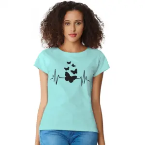 Women's Cotton Western Wear T Shirt (C Green)