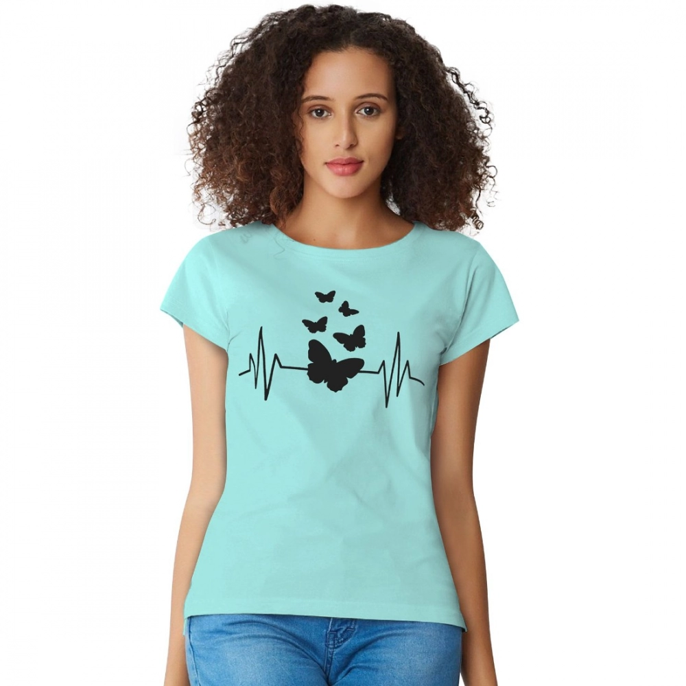 Women's Cotton Western Wear T Shirt (C Green)