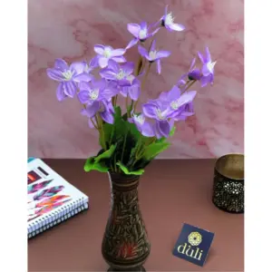 Artificial Flowers Bunch Bouquet Of Purple Blossoms For Home Decoration (Color: Purple, Material: Silk Polyester)