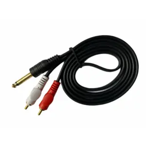 6.35mm Jack to 2RCA Audio Cable Male to Male 1.5 Yards Connects Home Theatre, DVD, Speaker, Headphone, Mixer, Amplifier, Guitar, Karaoke System (Black)