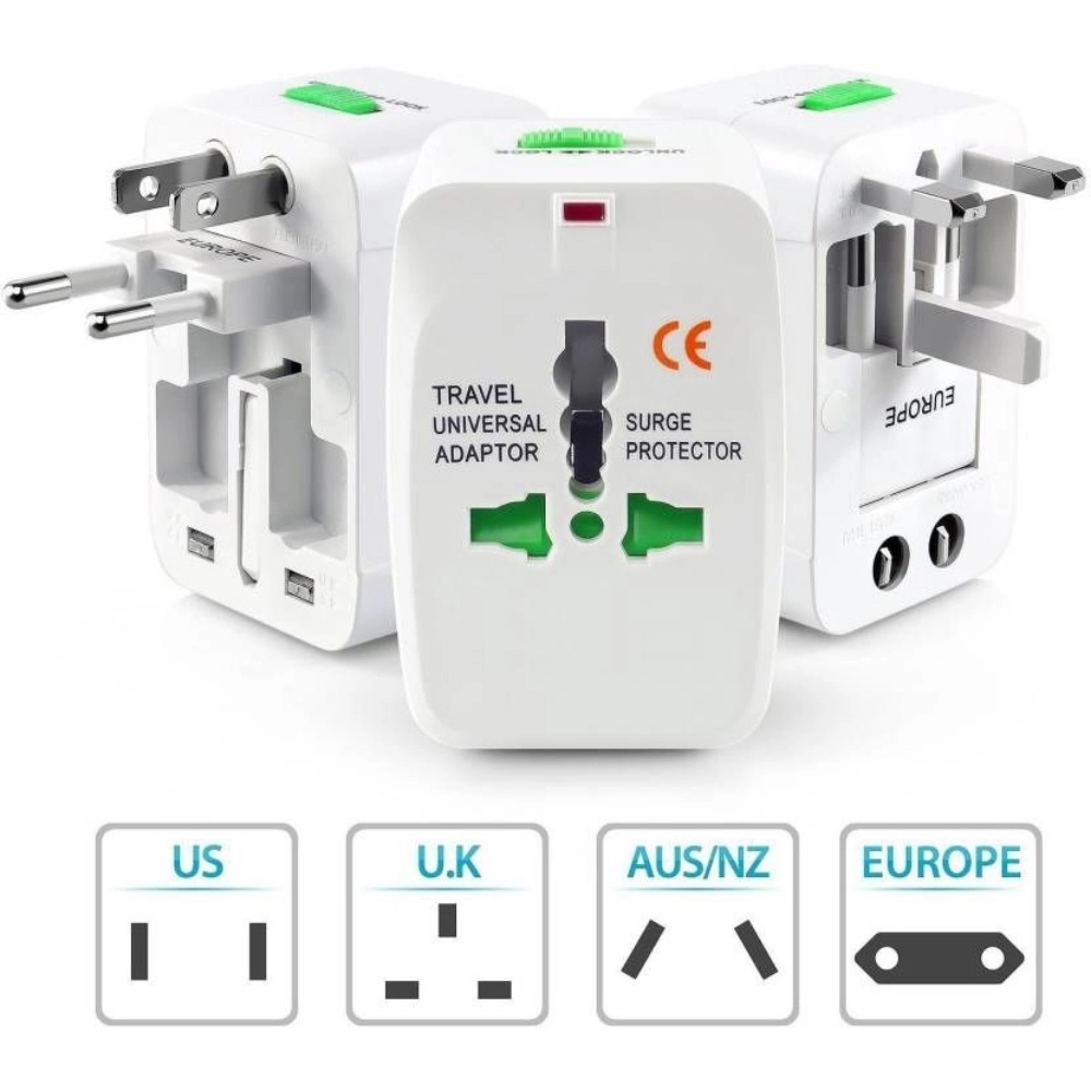 Universal Travel Adapter with 125V 6A, 250V Surge_Spike Protected Electrical Plug White (White) - Image 2