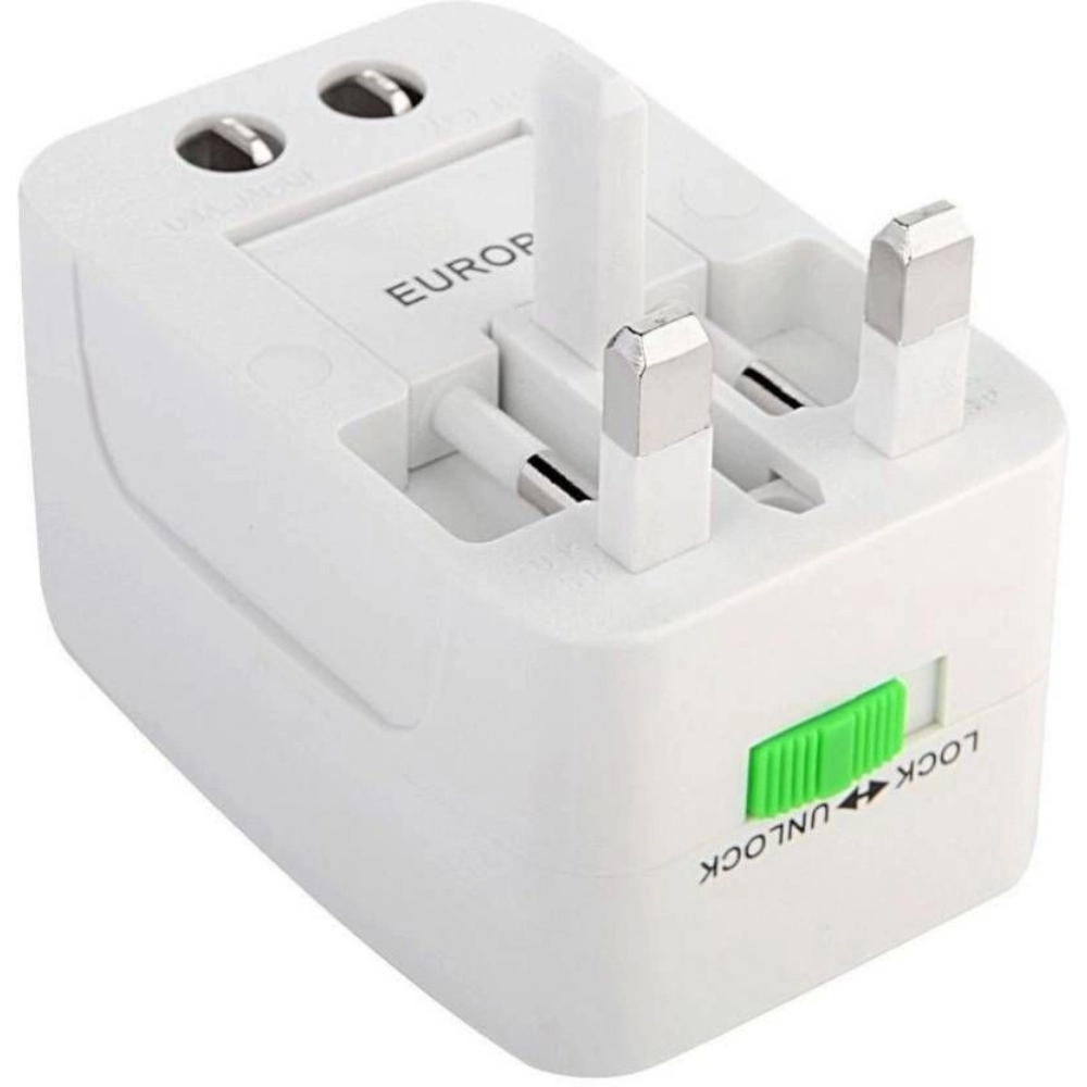 Universal Travel Adapter with 125V 6A, 250V Surge_Spike Protected Electrical Plug White (White)
