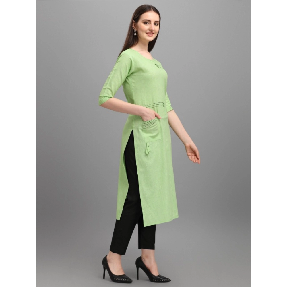 Women's Cotton Straight Kurti (Pista) - Image 3