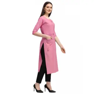 Women's Cotton Straight Kurti (Pink)