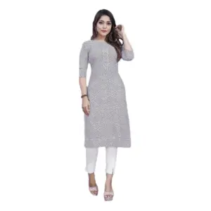 Women's Cotton Straight Kurti (Grey)