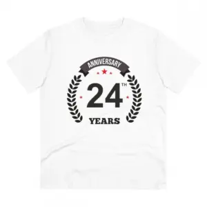 Men's PC Cotton 24th Anniversary Printed T Shirt (Color: White, Thread Count: 180GSM)