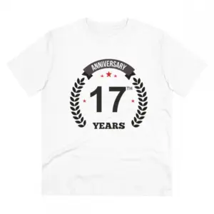 Men's PC Cotton 17th Anniversary Printed T Shirt (Color: White, Thread Count: 180GSM)