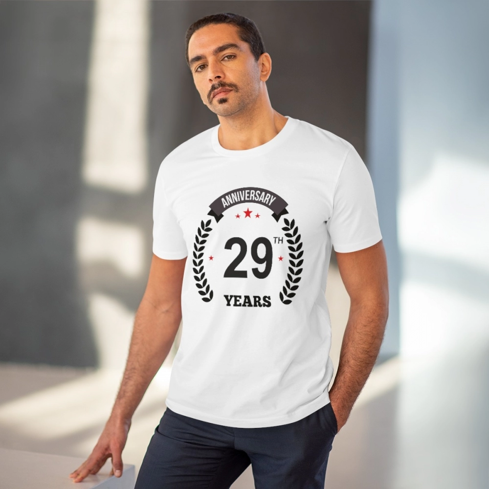 Men's PC Cotton 29th Anniversary Printed T Shirt (Color: White, Thread Count: 180GSM) - Image 6