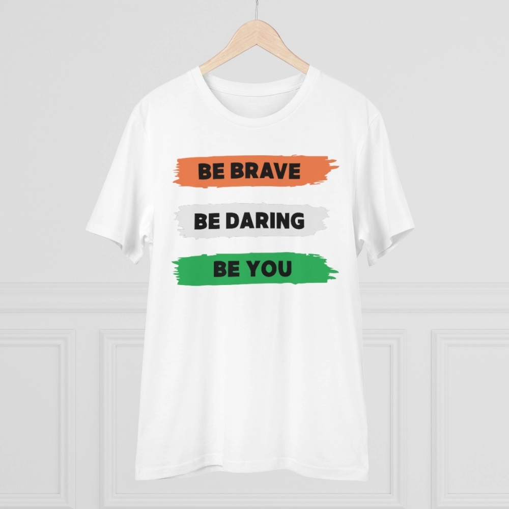 Men's PC Cotton Be Brave Be You Printed T Shirt (Color: White, Thread Count: 180GSM) - Image 3