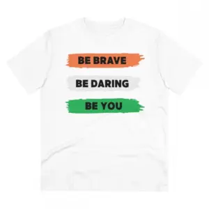 Men's PC Cotton Be Brave Be You Printed T Shirt (Color: White, Thread Count: 180GSM)