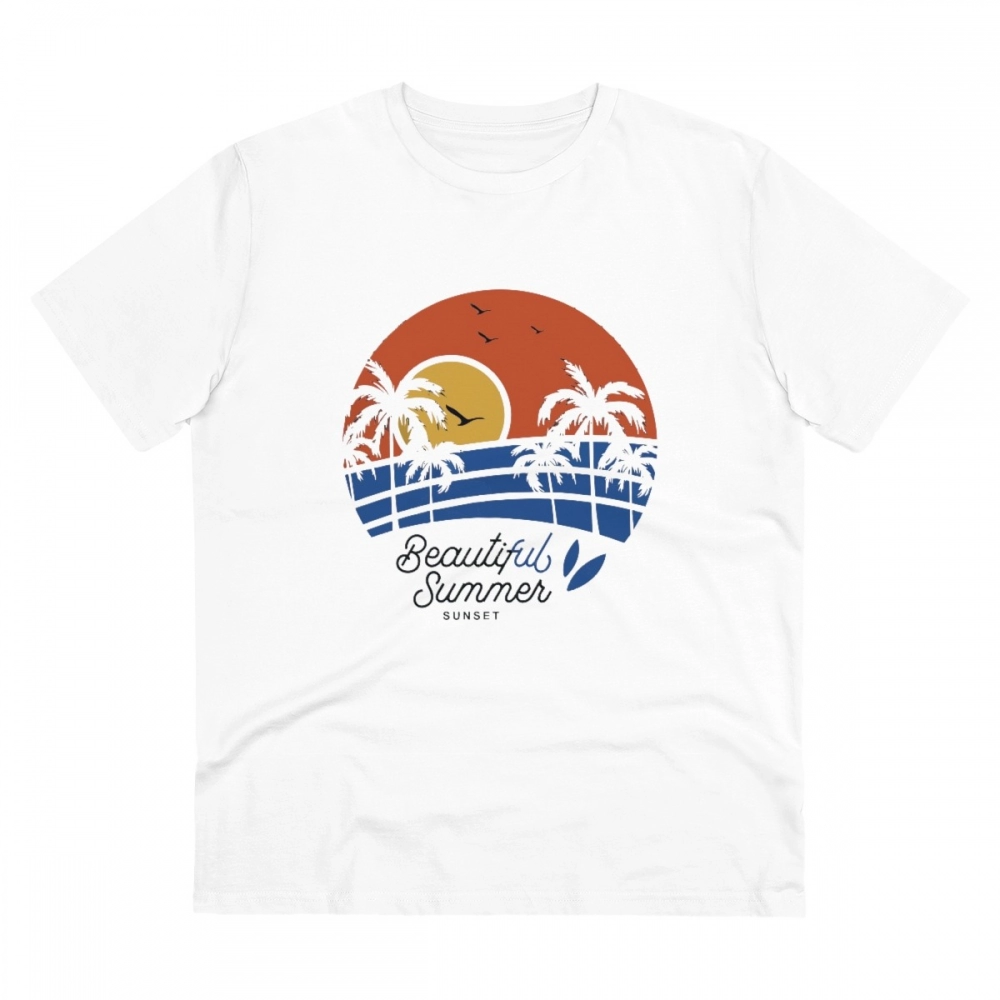 Men's PC Cotton Beautiful Summer Printed T Shirt (Color: White, Thread Count: 180GSM)