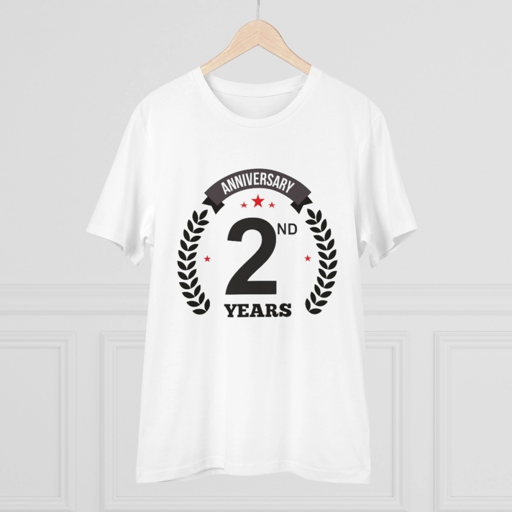 Men's PC Cotton 2nd Anniversary Printed T Shirt (Color: White, Thread Count: 180GSM) - Image 3