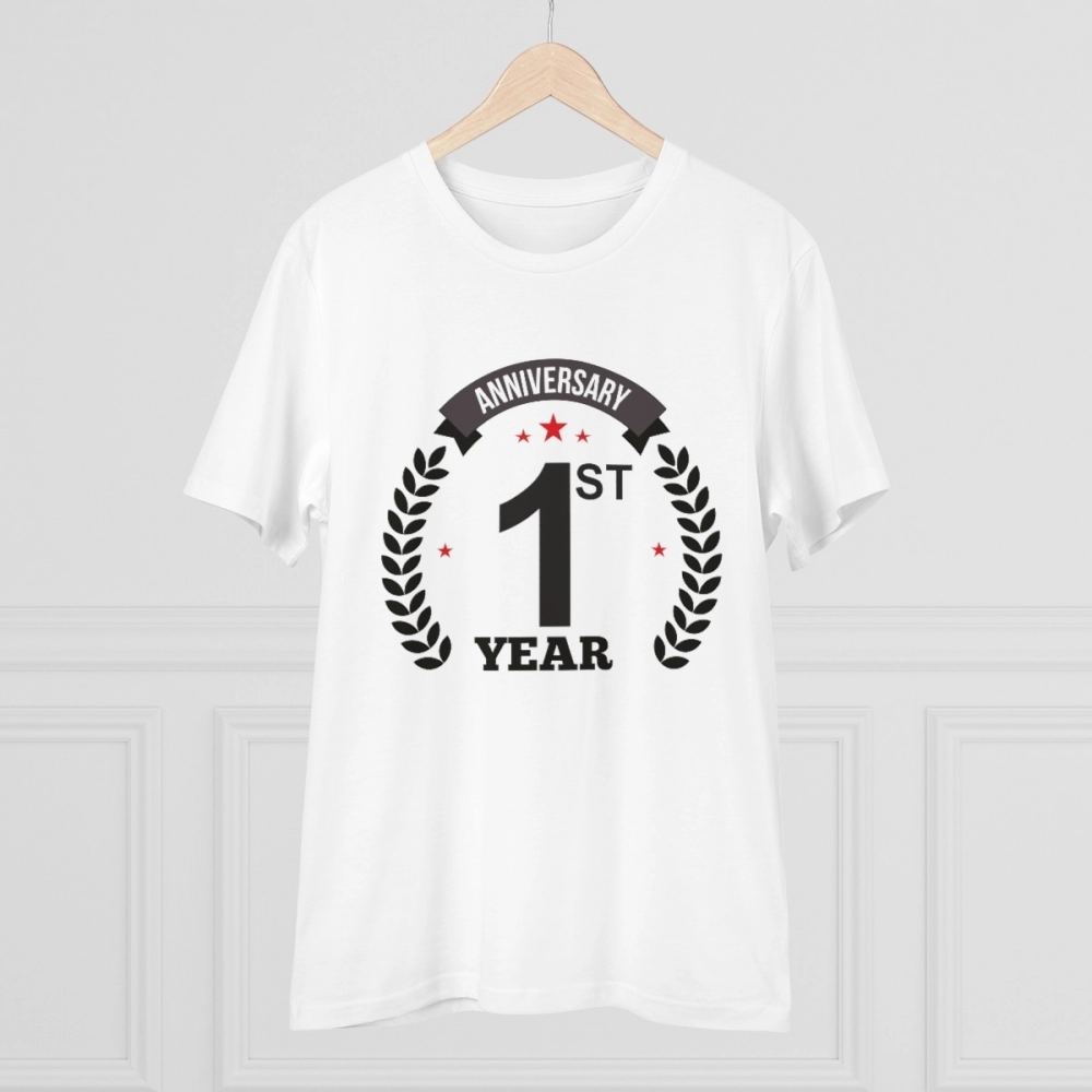 Men's PC Cotton 1st Anniversary Printed T Shirt (Color: White, Thread Count: 180GSM) - Image 3