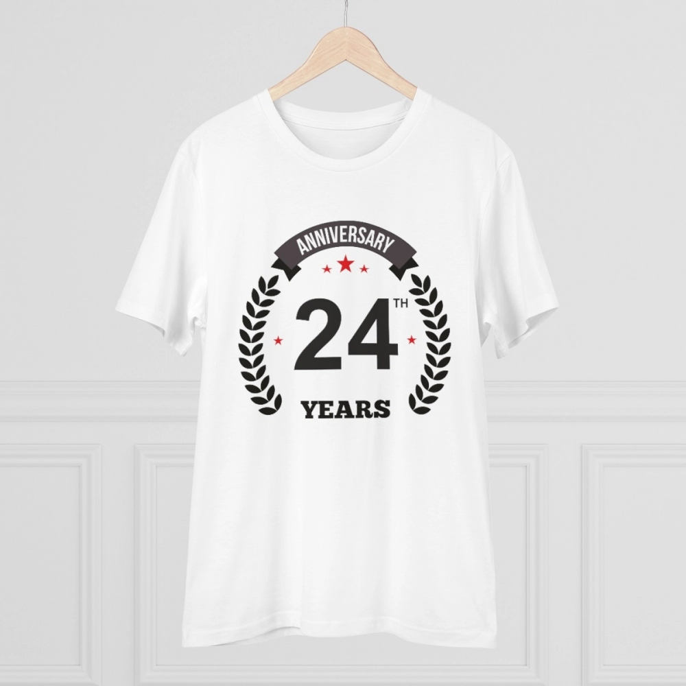 Men's PC Cotton 24th Anniversary Printed T Shirt (Color: White, Thread Count: 180GSM) - Image 3