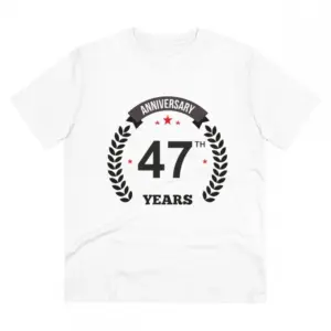 Men's PC Cotton 47th Anniversary Printed T Shirt (Color: White, Thread Count: 180GSM)