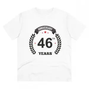 Men's PC Cotton 46th Anniversary Printed T Shirt (Color: White, Thread Count: 180GSM)