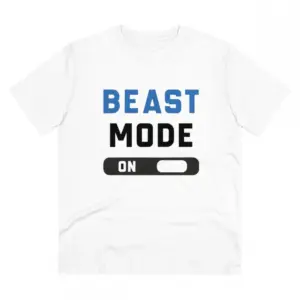 Men's PC Cotton Beast Mode On Printed T Shirt (Color: White, Thread Count: 180GSM)
