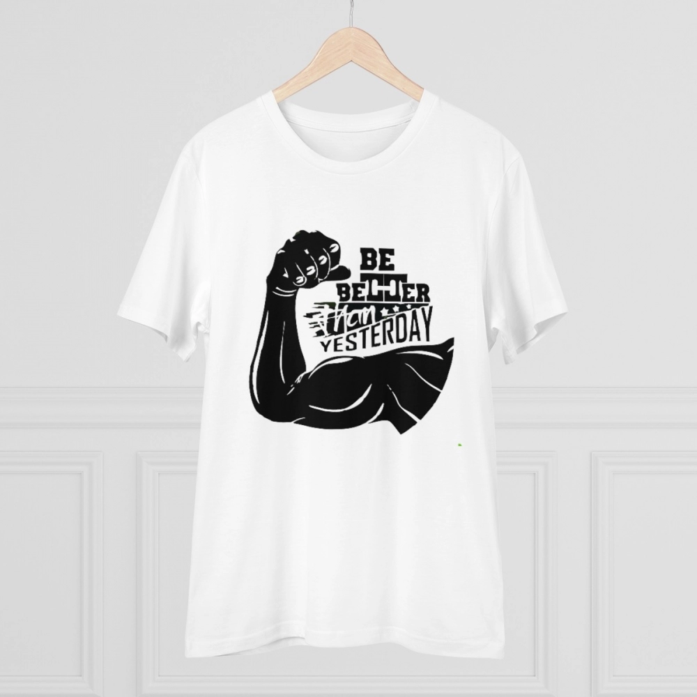 Men's PC Cotton Be Beter Than Yesterday Printed T Shirt (Color: White, Thread Count: 180GSM) - Image 3