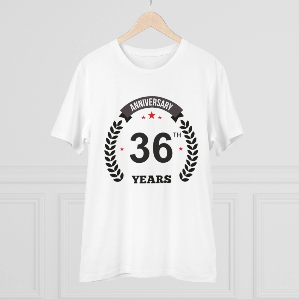 Men's PC Cotton 36th Anniversary Printed T Shirt (Color: White, Thread Count: 180GSM) - Image 3