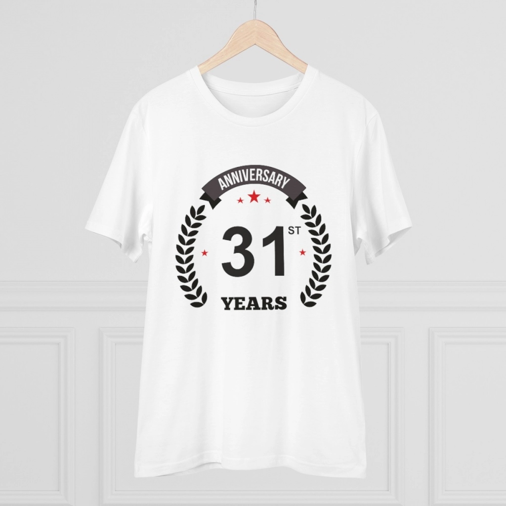 Men's PC Cotton 31st Anniversary Printed T Shirt (Color: White, Thread Count: 180GSM) - Image 3