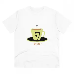 Men's PC Cotton Bengali Designs Printed T Shirt (Color: White, Thread Count: 180GSM)