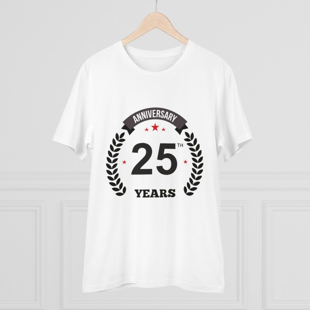 Men's PC Cotton 25th Anniversary Printed T Shirt (Color: White, Thread Count: 180GSM) - Image 3