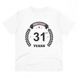 Men's PC Cotton 31st Anniversary Printed T Shirt (Color: White, Thread Count: 180GSM)